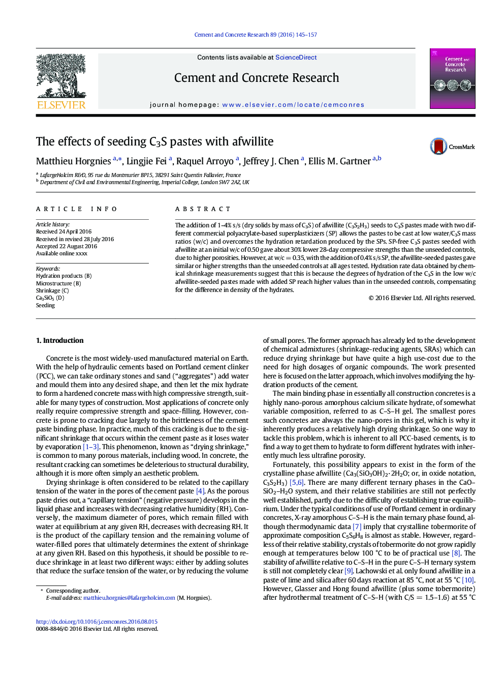 The effects of seeding C3S pastes with afwillite