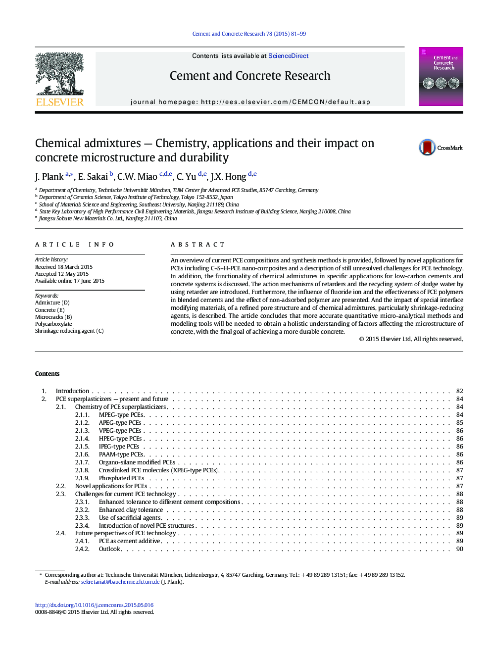 Chemical admixtures — Chemistry, applications and their impact on concrete microstructure and durability