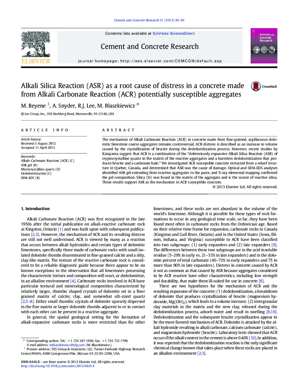 Alkali Silica Reaction (ASR) as a root cause of distress in a concrete made from Alkali Carbonate Reaction (ACR) potentially susceptible aggregates