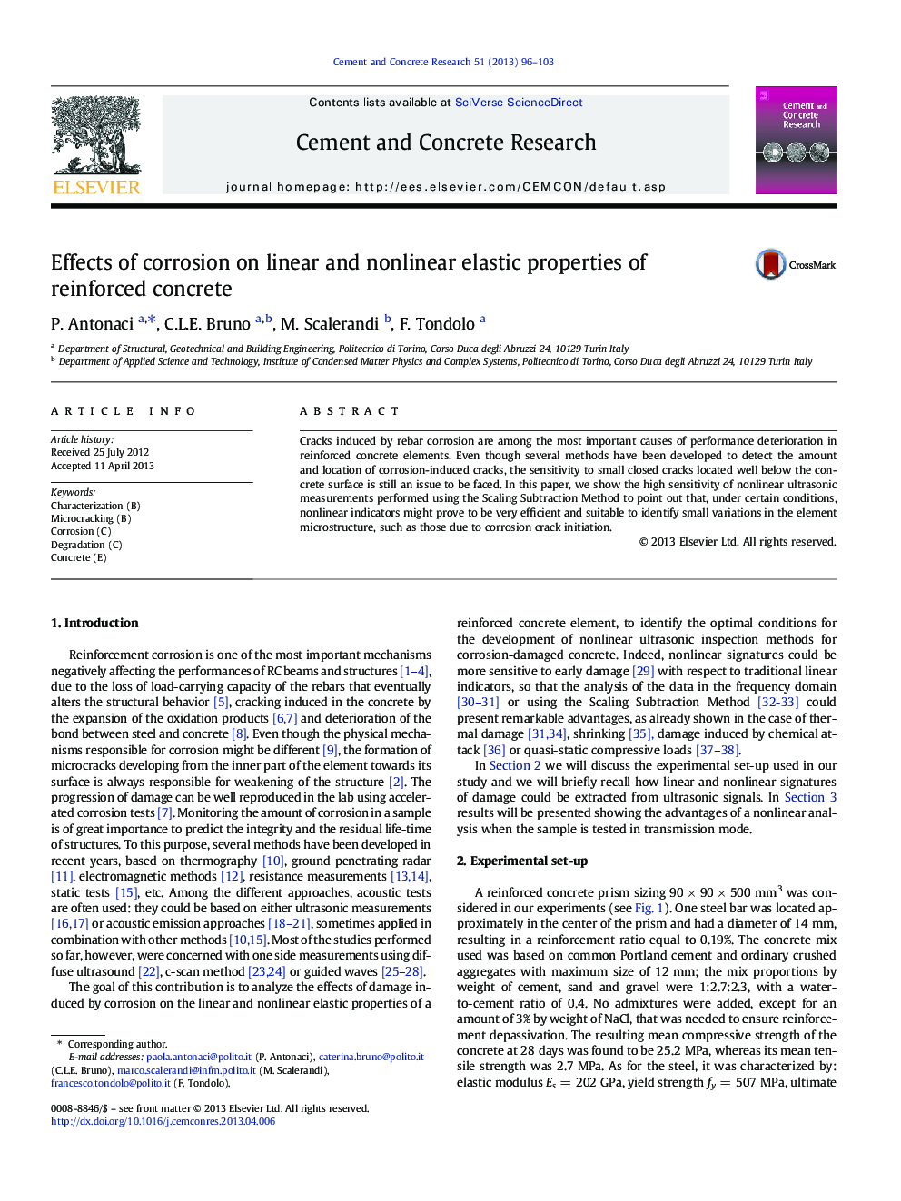 Effects of corrosion on linear and nonlinear elastic properties of reinforced concrete