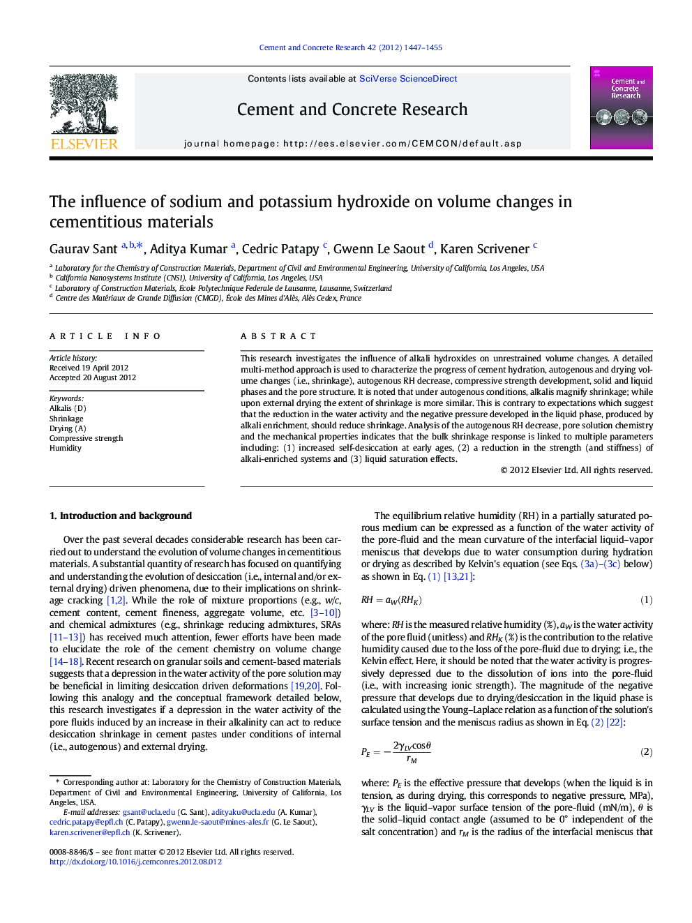 The influence of sodium and potassium hydroxide on volume changes in cementitious materials