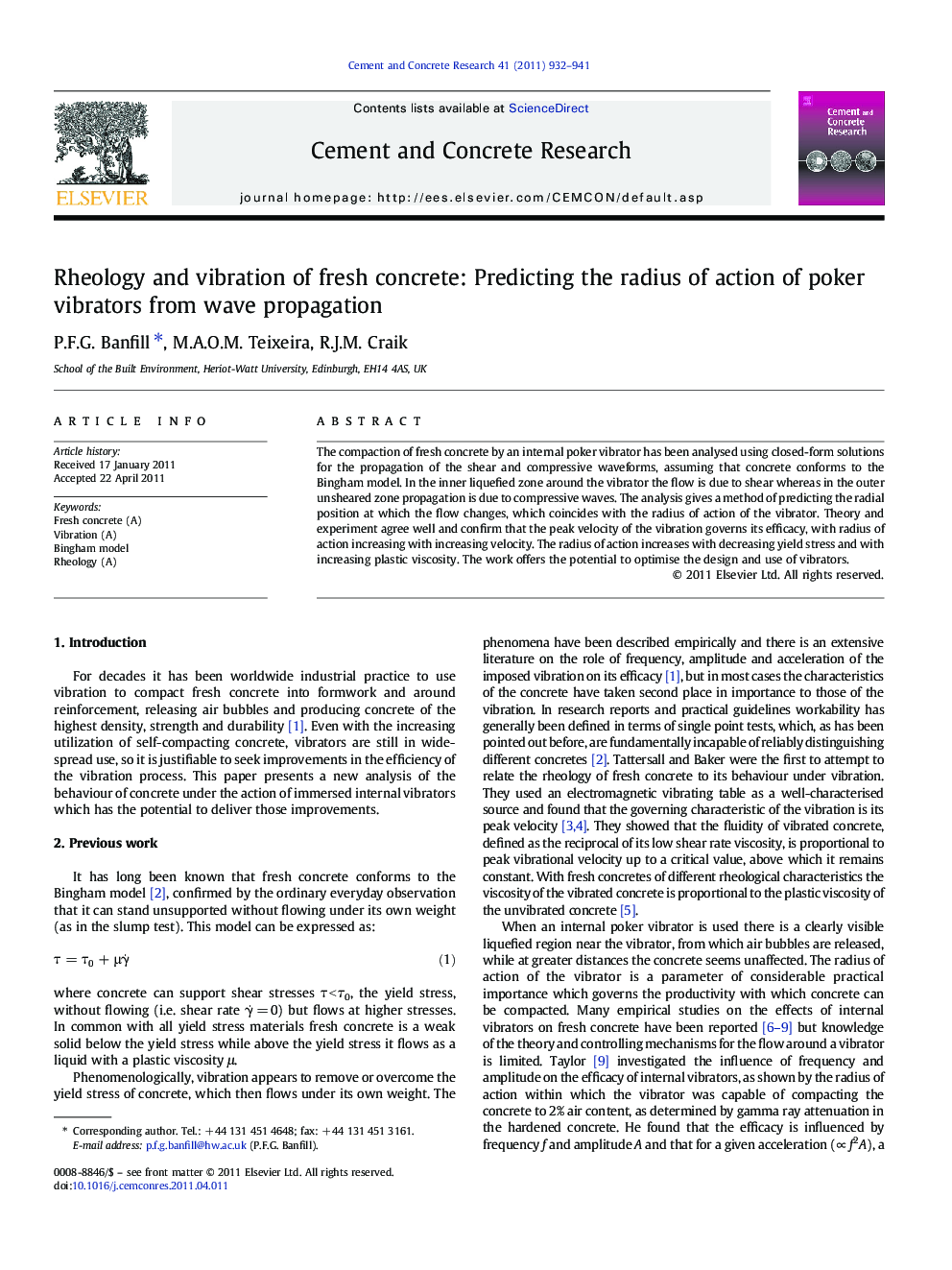 Rheology and vibration of fresh concrete: Predicting the radius of action of poker vibrators from wave propagation