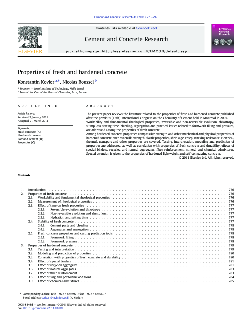 Properties of fresh and hardened concrete