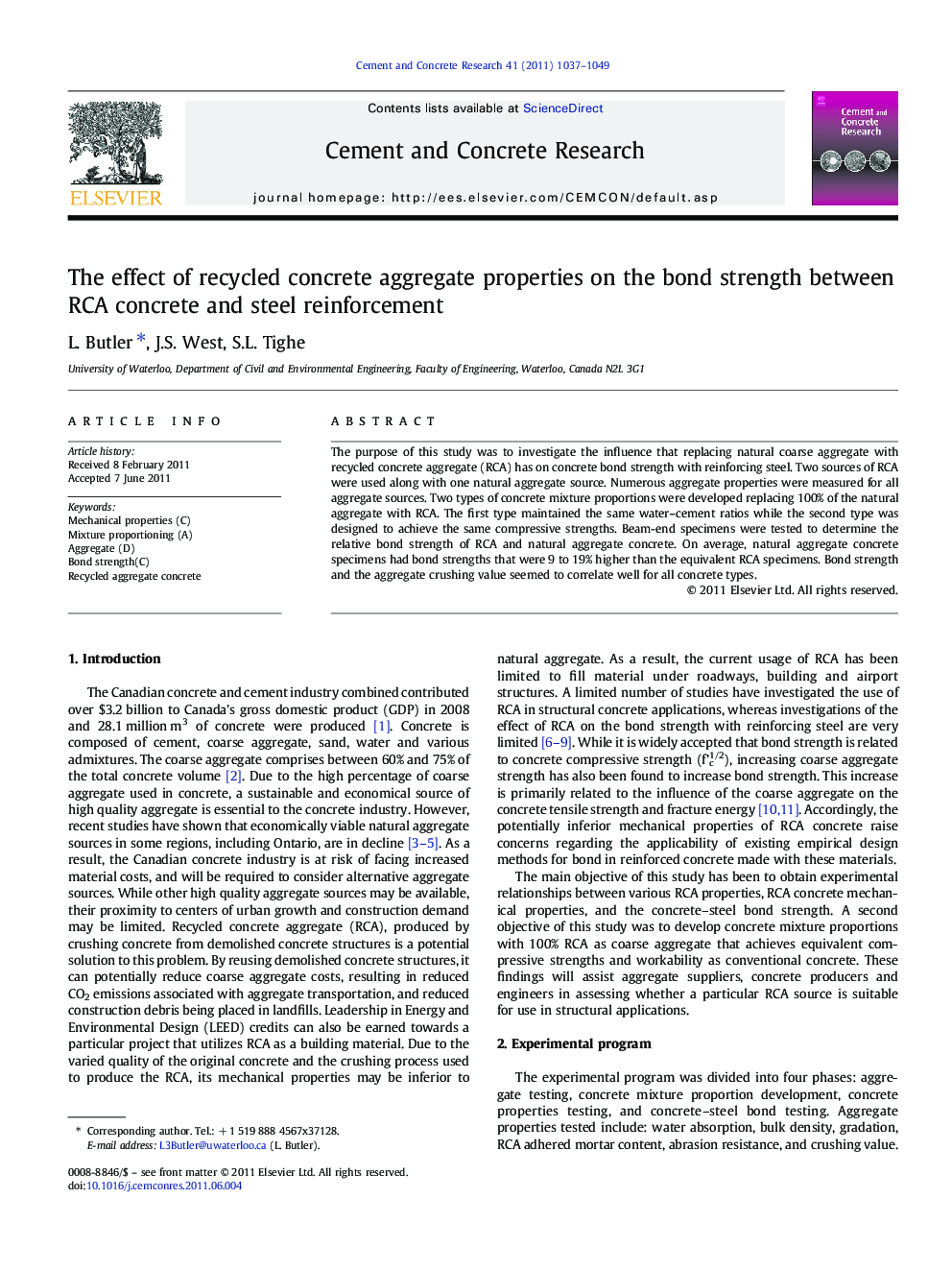 The effect of recycled concrete aggregate properties on the bond strength between RCA concrete and steel reinforcement