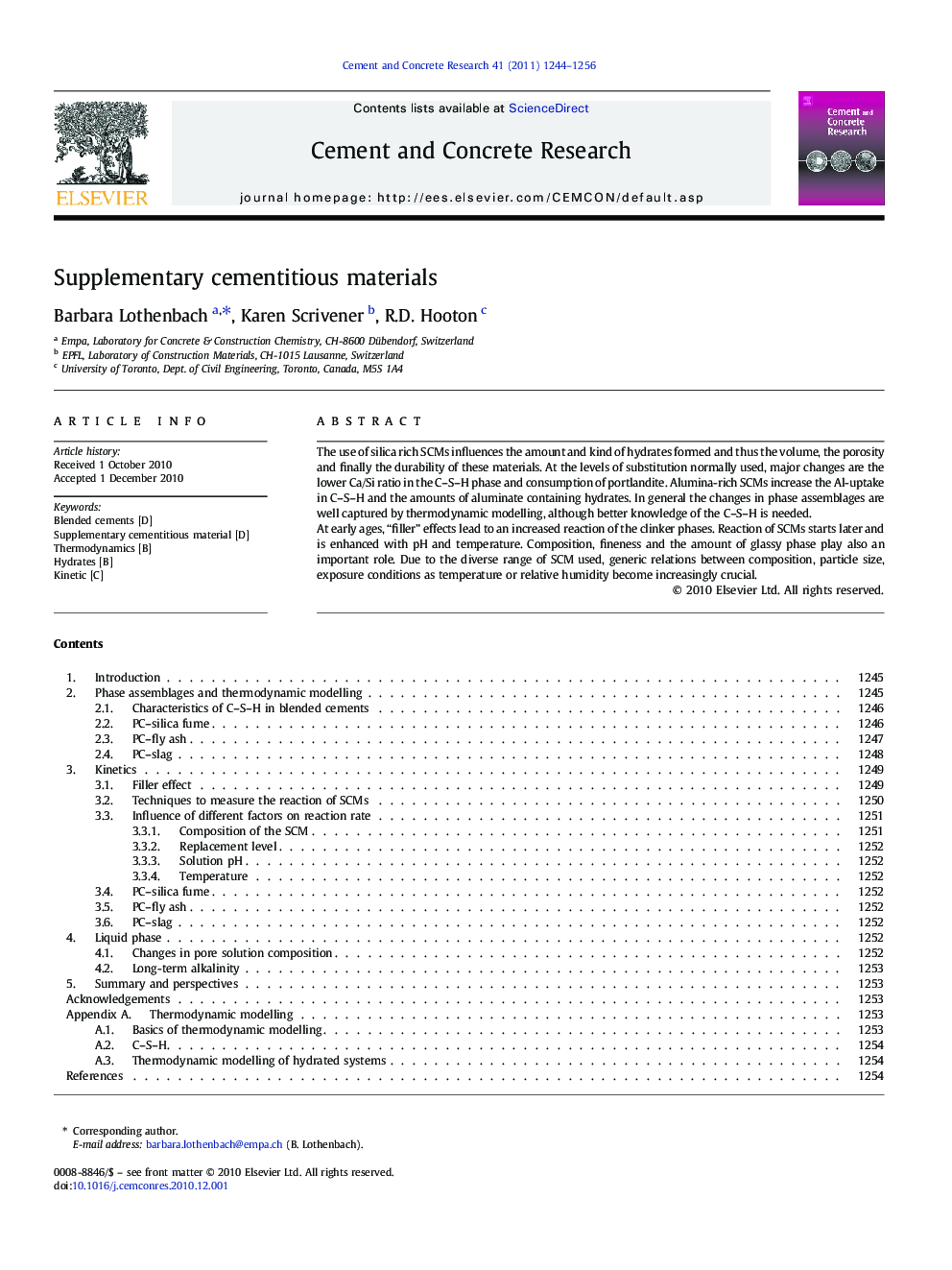 Supplementary cementitious materials