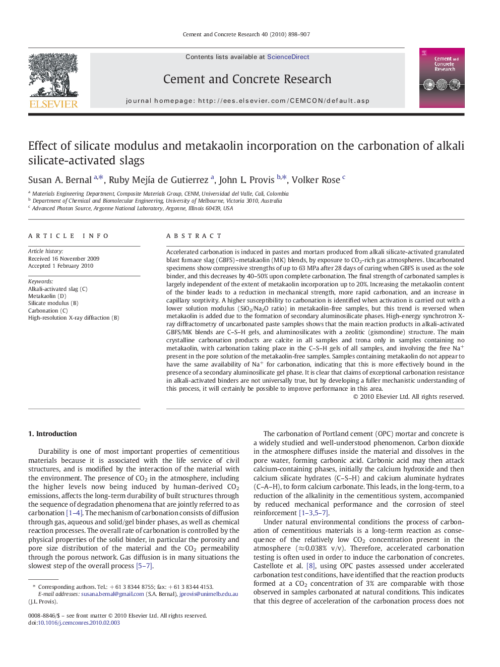 Effect of silicate modulus and metakaolin incorporation on the carbonation of alkali silicate-activated slags