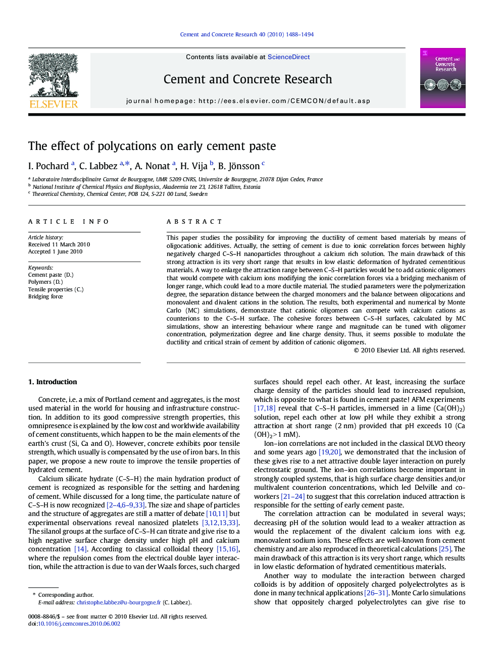 The effect of polycations on early cement paste