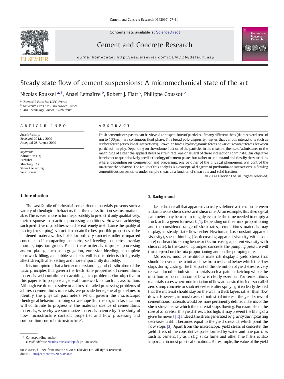 Steady state flow of cement suspensions: A micromechanical state of the art