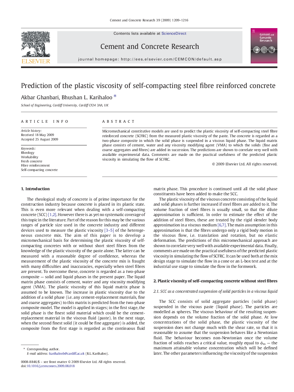 Prediction of the plastic viscosity of self-compacting steel fibre reinforced concrete