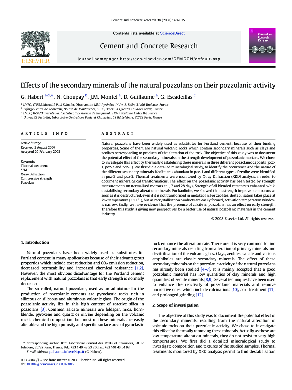 Effects of the secondary minerals of the natural pozzolans on their pozzolanic activity