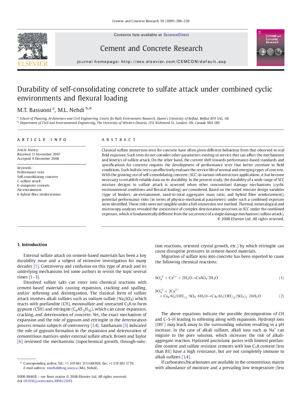 Durability of self-consolidating concrete to sulfate attack under combined cyclic environments and flexural loading