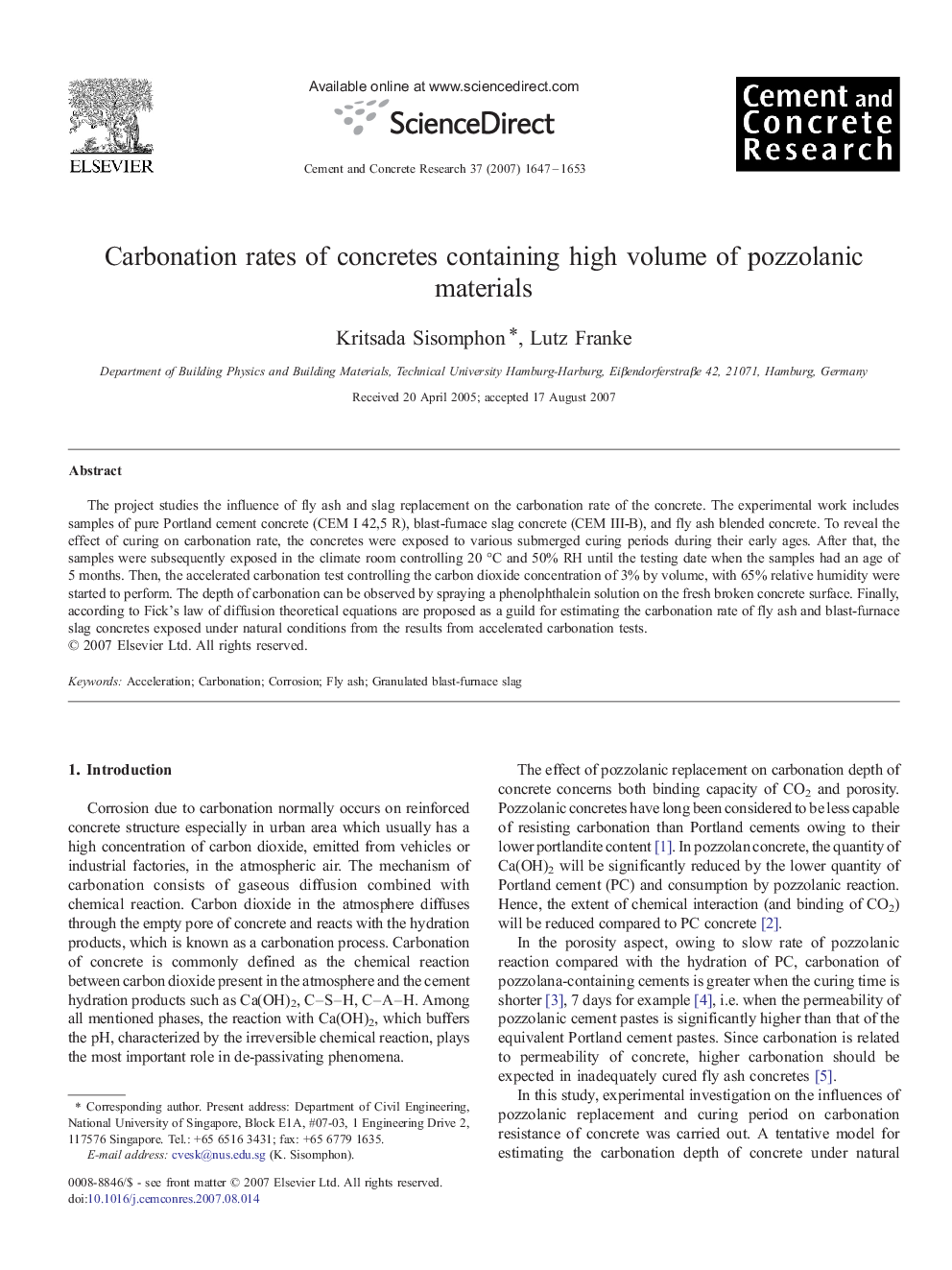 Carbonation rates of concretes containing high volume of pozzolanic materials