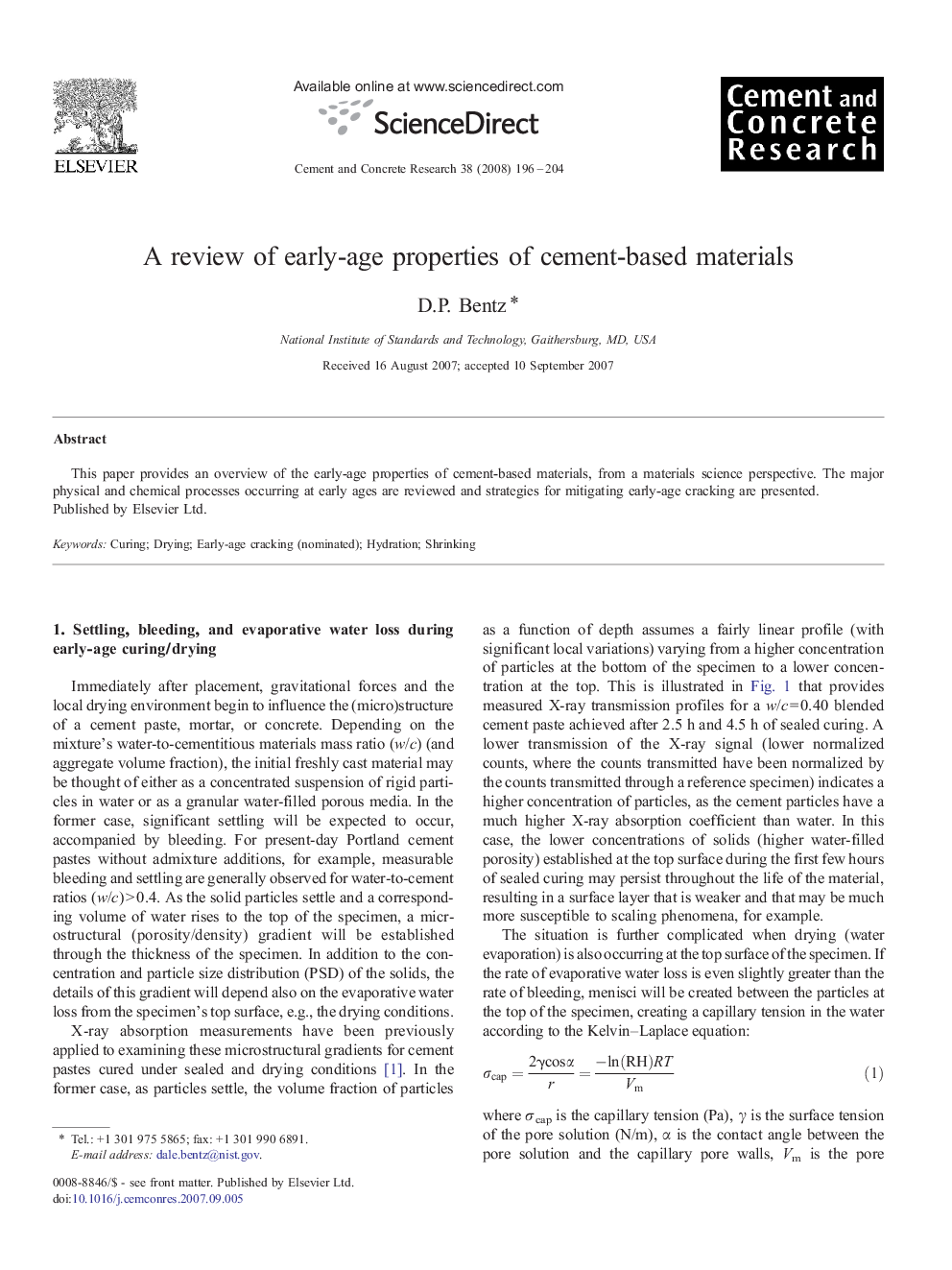 A review of early-age properties of cement-based materials