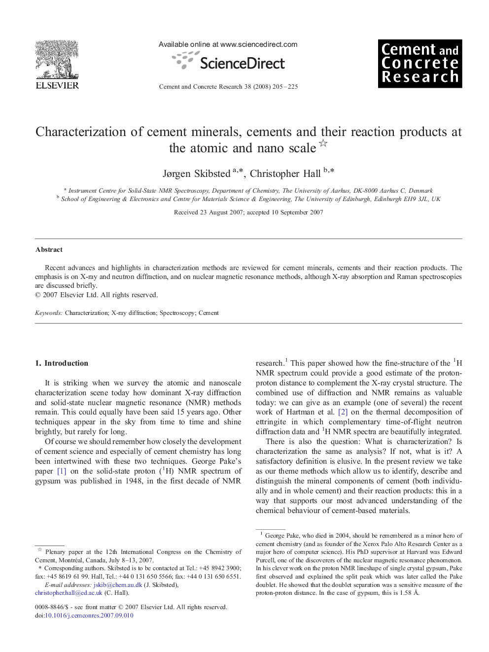 عکس صفحه اول مقاله: Characterization of cement minerals, cements and their reaction products at the atomic and nano scale Characterization of cement minerals, cements and their reaction products at the atomic and nano scale
