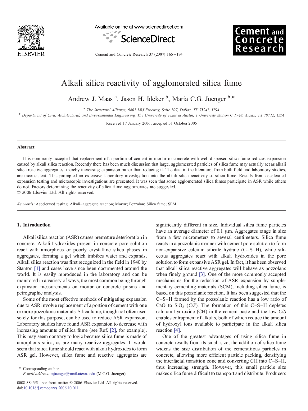 Alkali silica reactivity of agglomerated silica fume