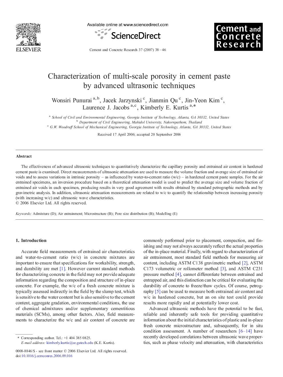 Characterization of multi-scale porosity in cement paste by advanced ultrasonic techniques