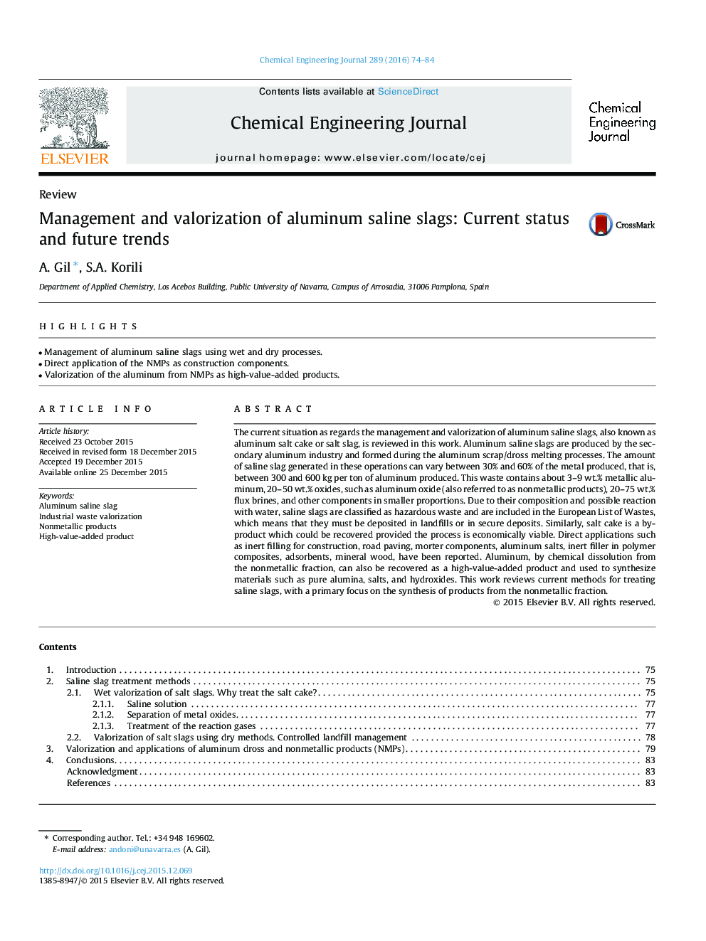 Management and valorization of aluminum saline slags: Current status and future trends