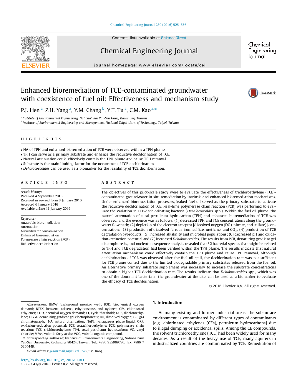 Enhanced bioremediation of TCE-contaminated groundwater with coexistence of fuel oil: Effectiveness and mechanism study