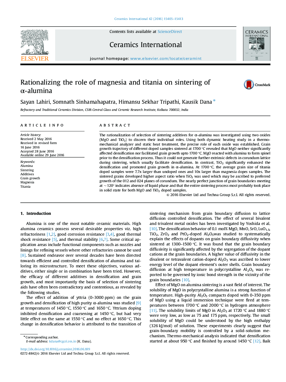 Rationalizing the role of magnesia and titania on sintering of α-alumina