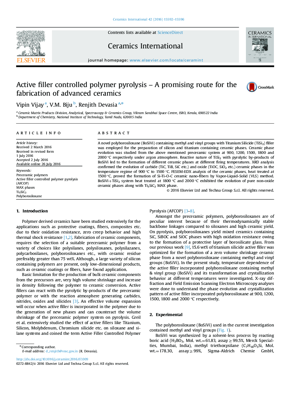پیرولیز پلیمر کنترل شده پرکننده فعال مسیر امیدوار کننده برای ساخت سرامیک پیشرفته 