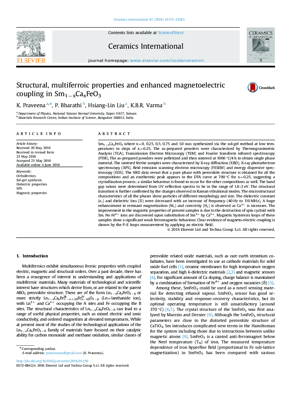 Structural, multiferroic properties and enhanced magnetoelectric coupling in Sm1−xCaxFeO3