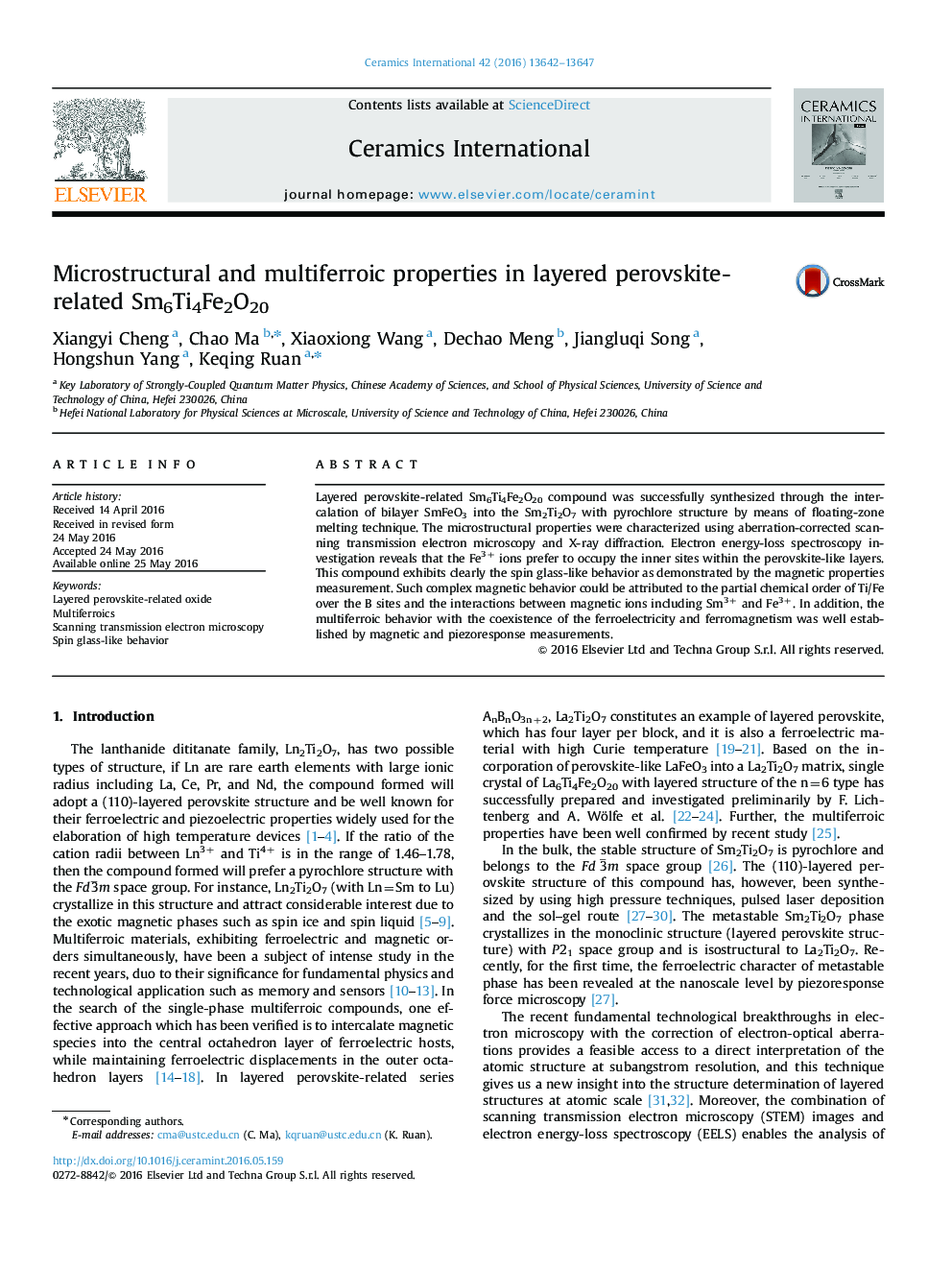 Microstructural and multiferroic properties in layered perovskite-related Sm6Ti4Fe2O20