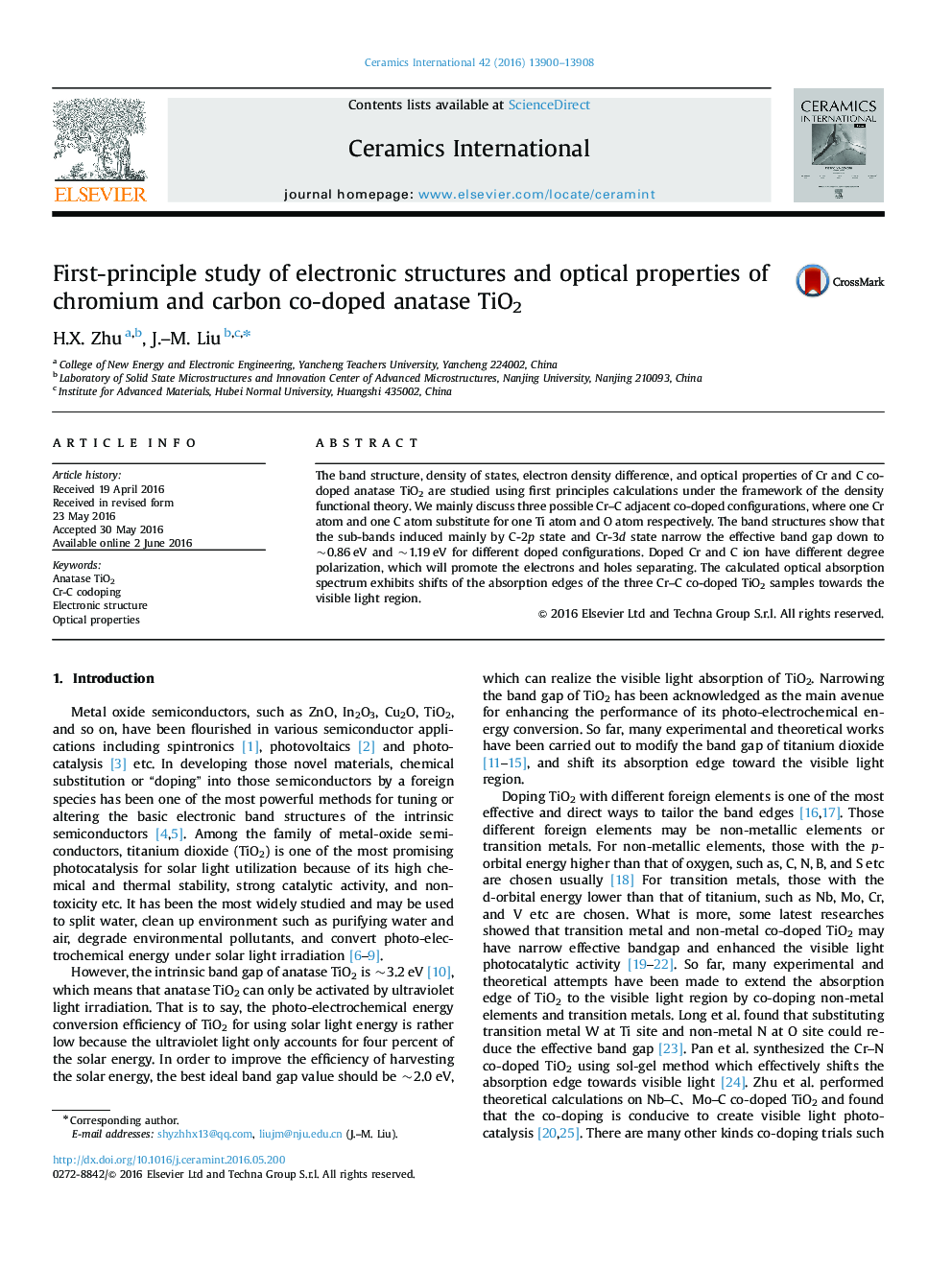 First-principle study of electronic structures and optical properties of chromium and carbon co-doped anatase TiO2