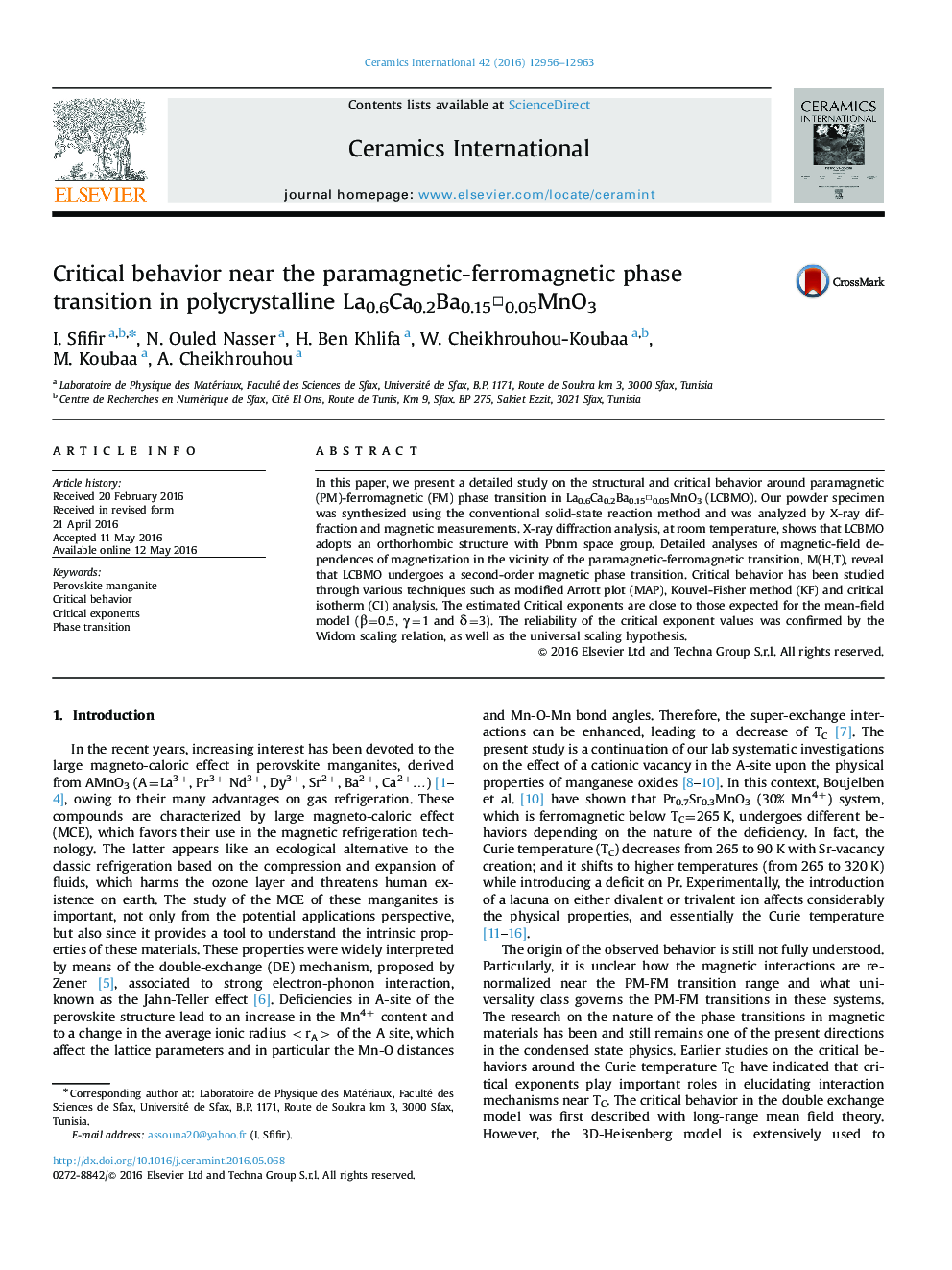 Critical behavior near the paramagnetic-ferromagnetic phase transition in polycrystalline La0.6Ca0.2Ba0.15□0.05MnO3