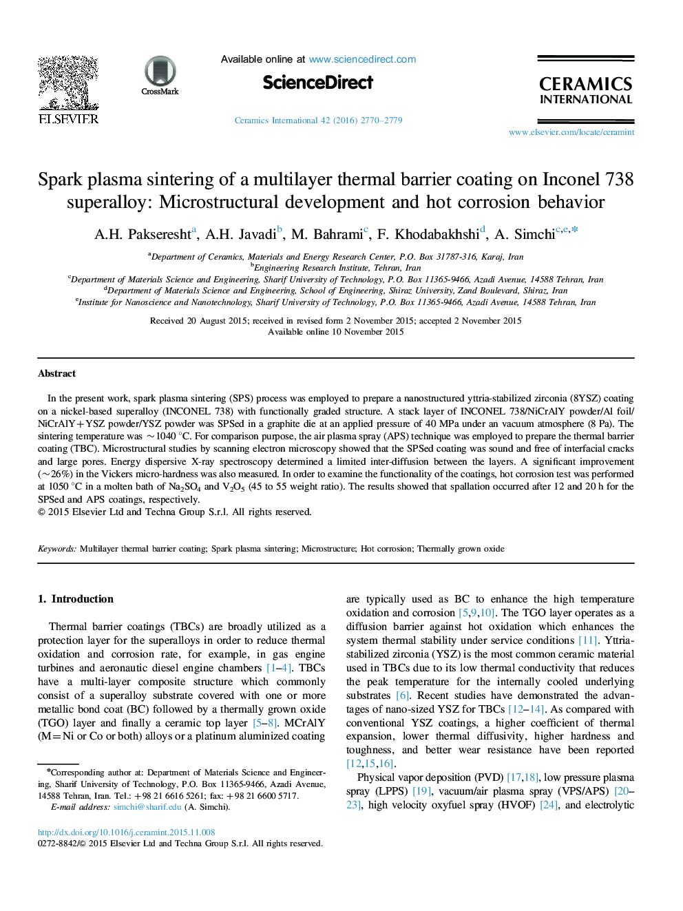 Spark plasma sintering of a multilayer thermal barrier coating on Inconel 738 superalloy: Microstructural development and hot corrosion behavior