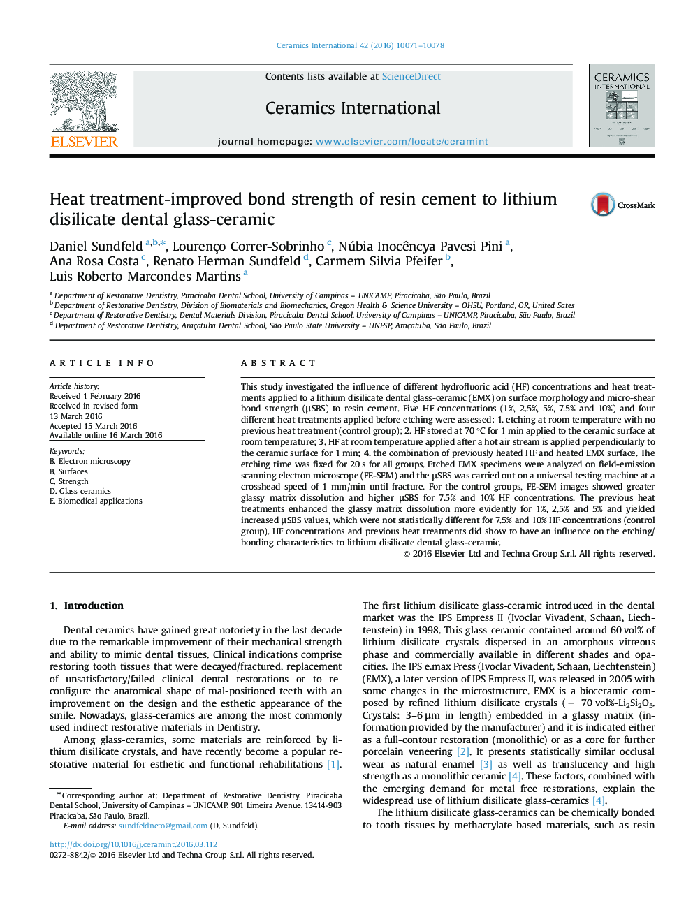 Heat treatment-improved bond strength of resin cement to lithium disilicate dental glass-ceramic