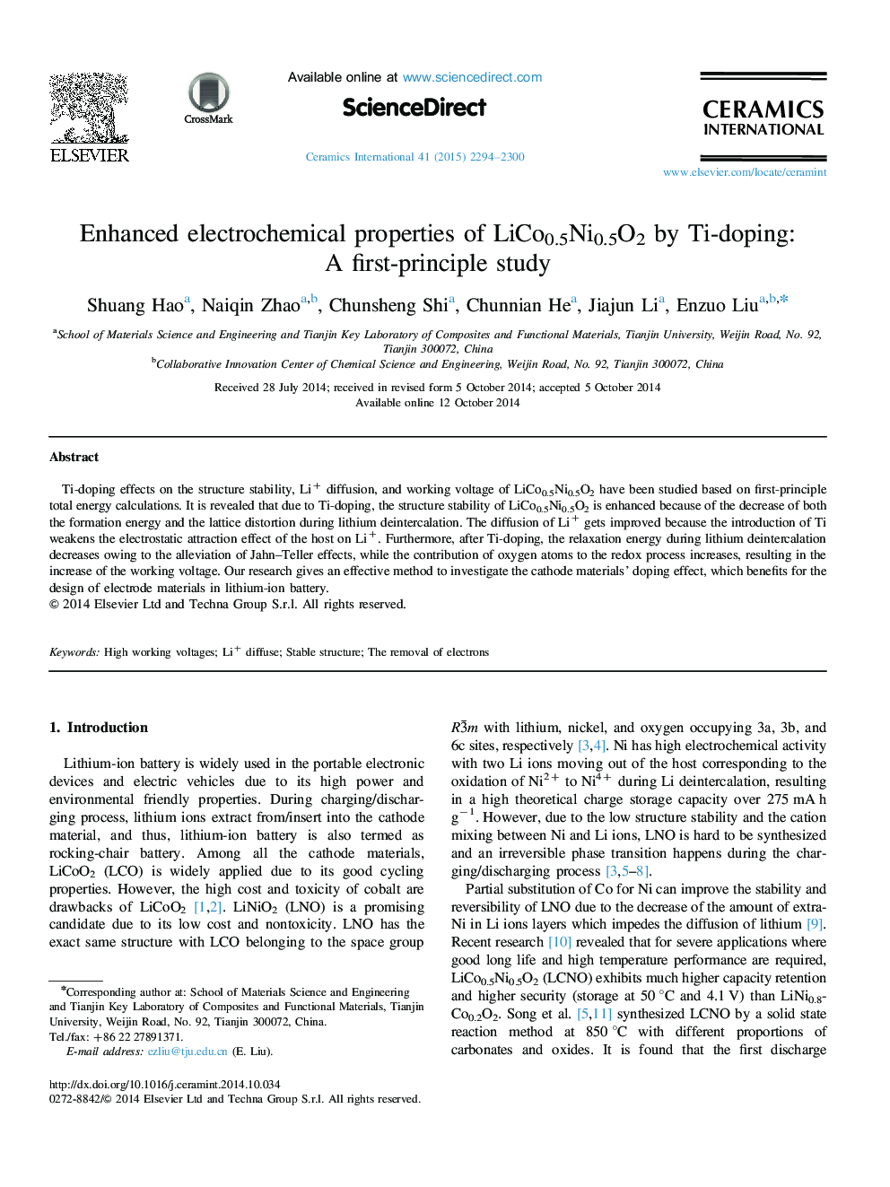 Enhanced electrochemical properties of LiCo0.5Ni0.5O2 by Ti-doping: A first-principle study