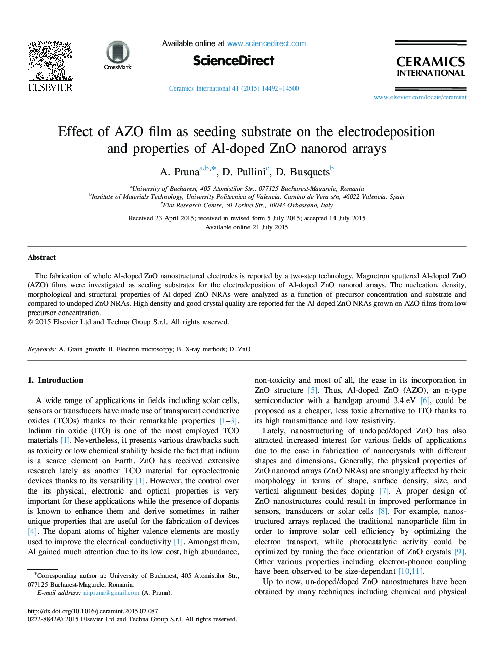 Effect of AZO film as seeding substrate on the electrodeposition and properties of Al-doped ZnO nanorod arrays