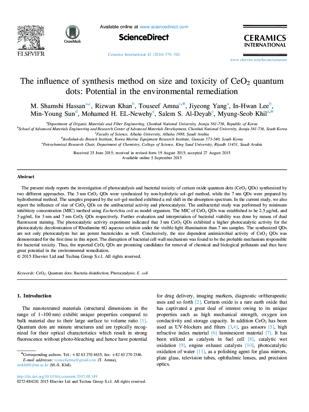 The influence of synthesis method on size and toxicity of CeO2 quantum dots: Potential in the environmental remediation