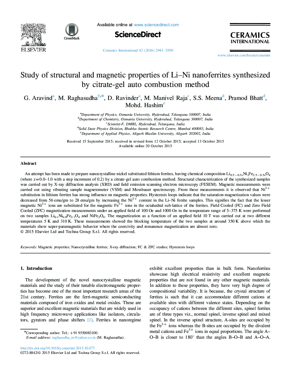 Study of structural and magnetic properties of Li–Ni nanoferrites synthesized by citrate-gel auto combustion method