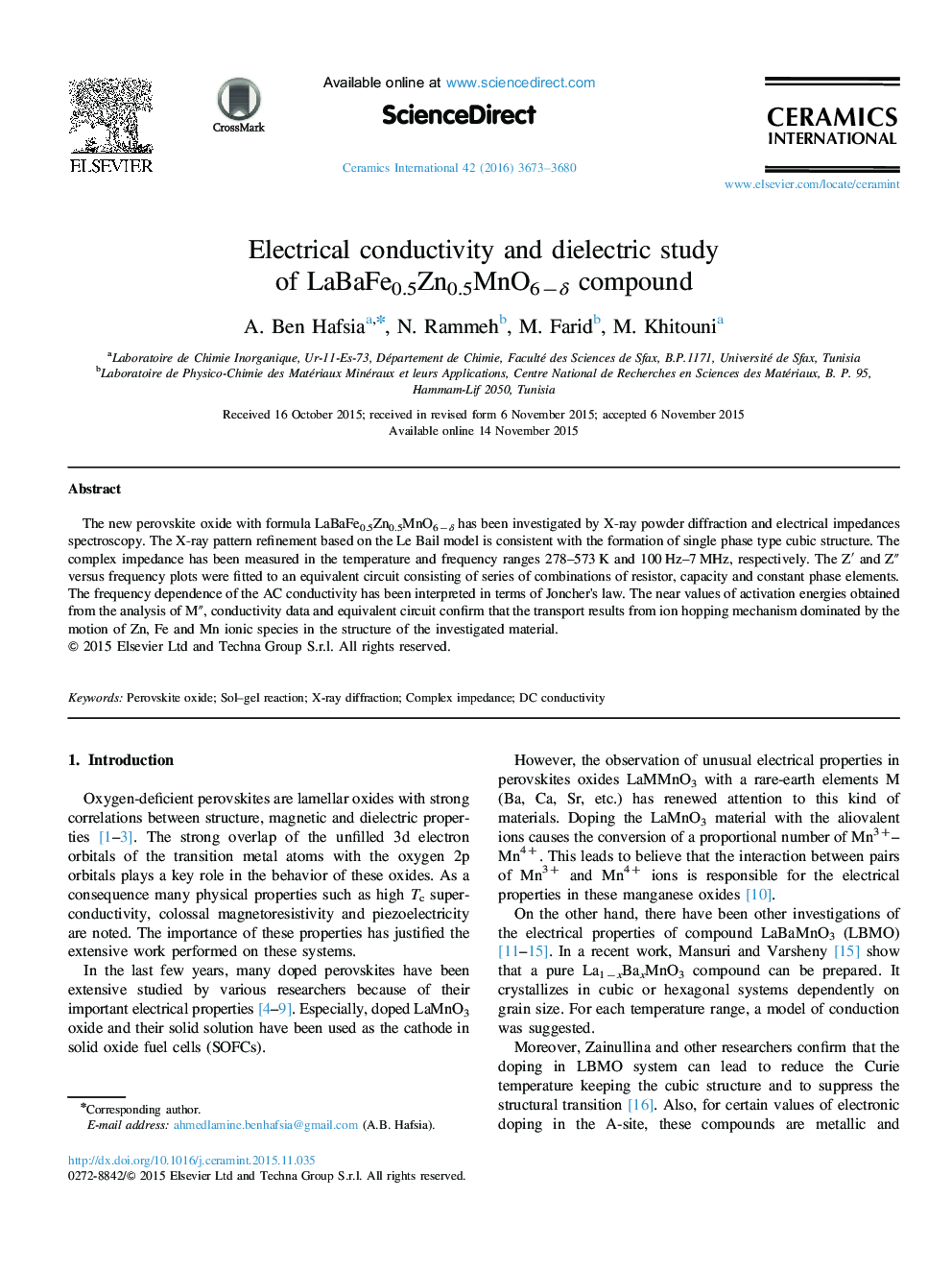 Electrical conductivity and dielectric study of LaBaFe0.5Zn0.5MnO6−δ compound