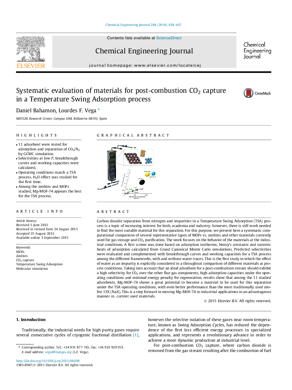 Systematic evaluation of materials for post-combustion CO2 capture in a Temperature Swing Adsorption process