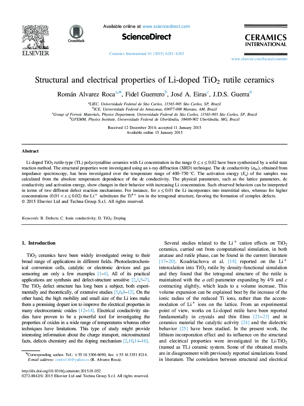 Structural and electrical properties of Li-doped TiO2 rutile ceramics