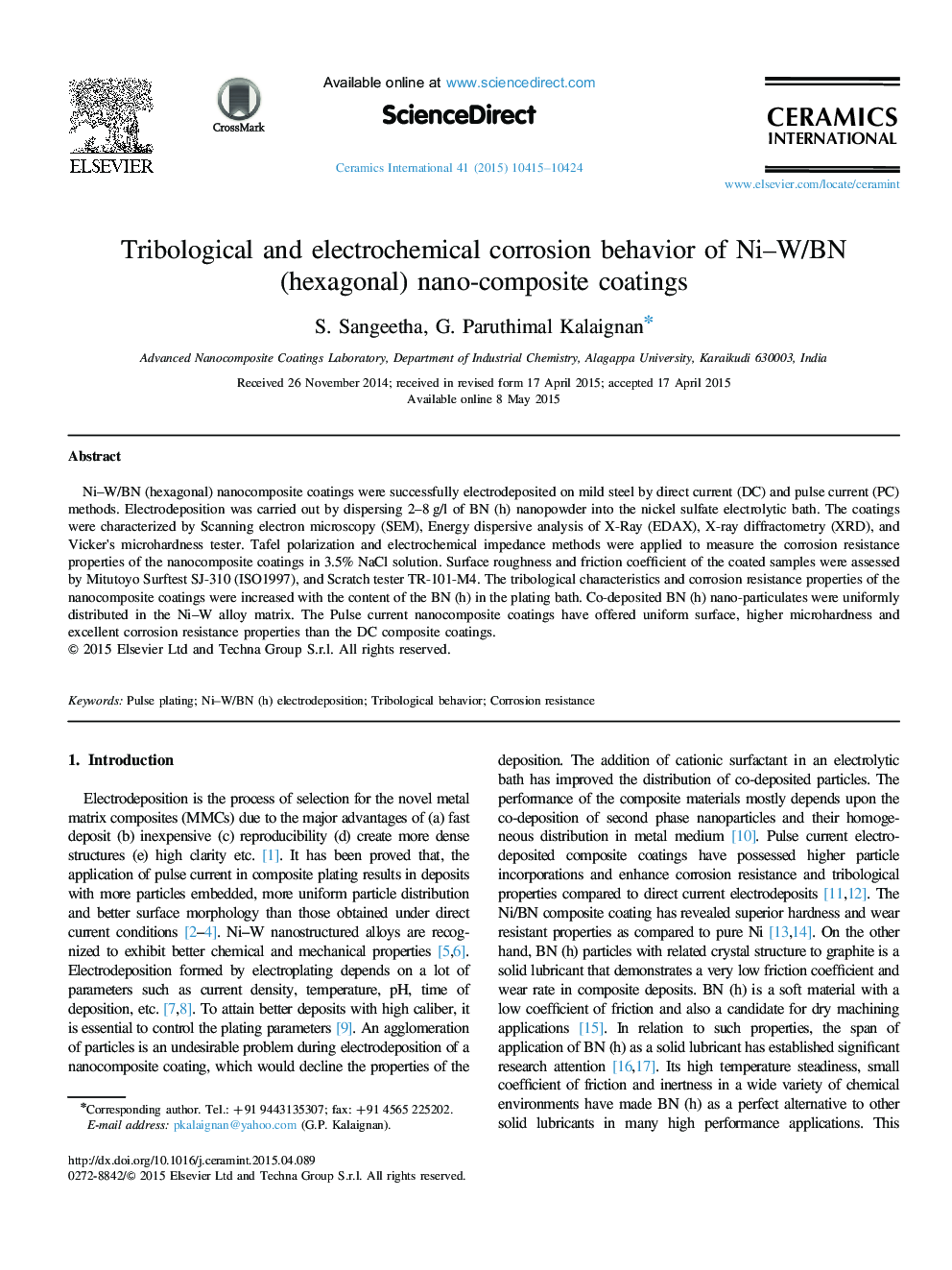 Tribological and electrochemical corrosion behavior of Ni–W/BN (hexagonal) nano-composite coatings