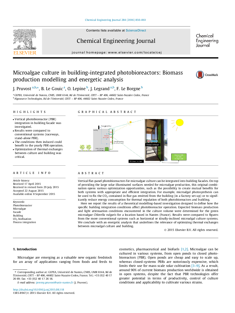 Microalgae culture in building-integrated photobioreactors: Biomass production modelling and energetic analysis