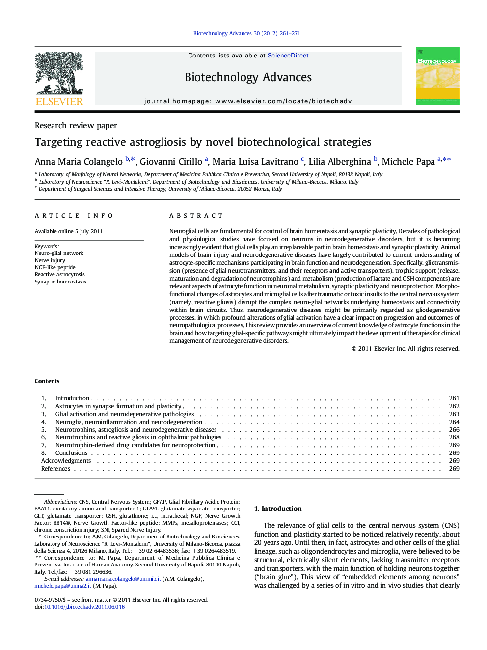 Targeting reactive astrogliosis by novel biotechnological strategies