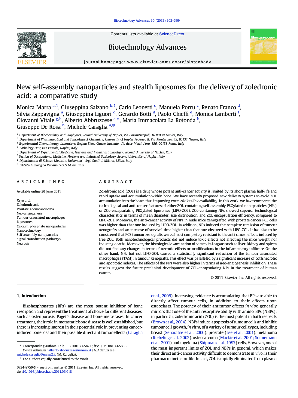 New self-assembly nanoparticles and stealth liposomes for the delivery of zoledronic acid: a comparative study