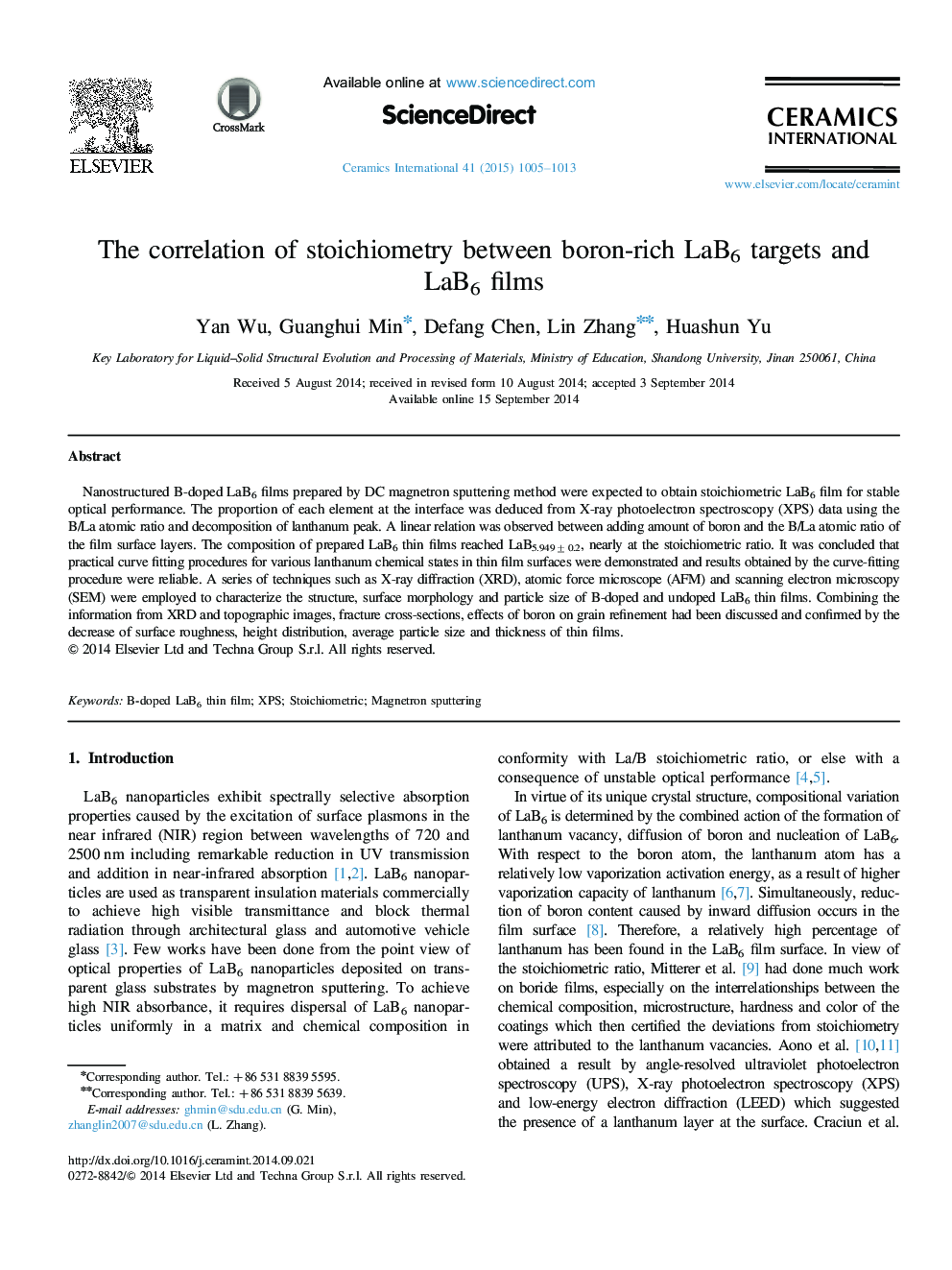 The correlation of stoichiometry between boron-rich LaB6 targets and LaB6 films