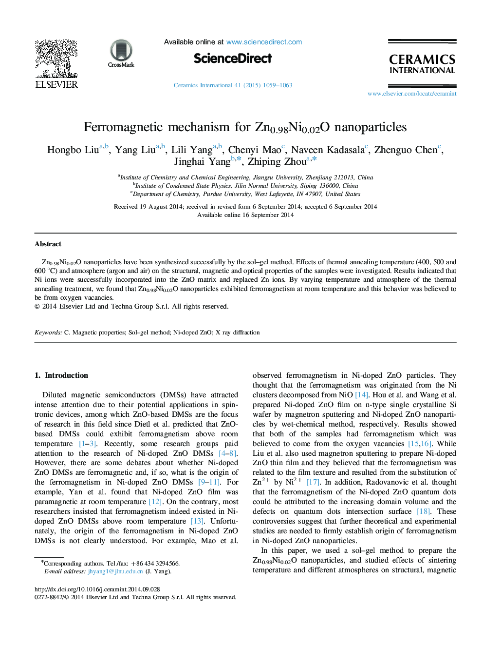 Ferromagnetic mechanism for Zn0.98Ni0.02O nanoparticles