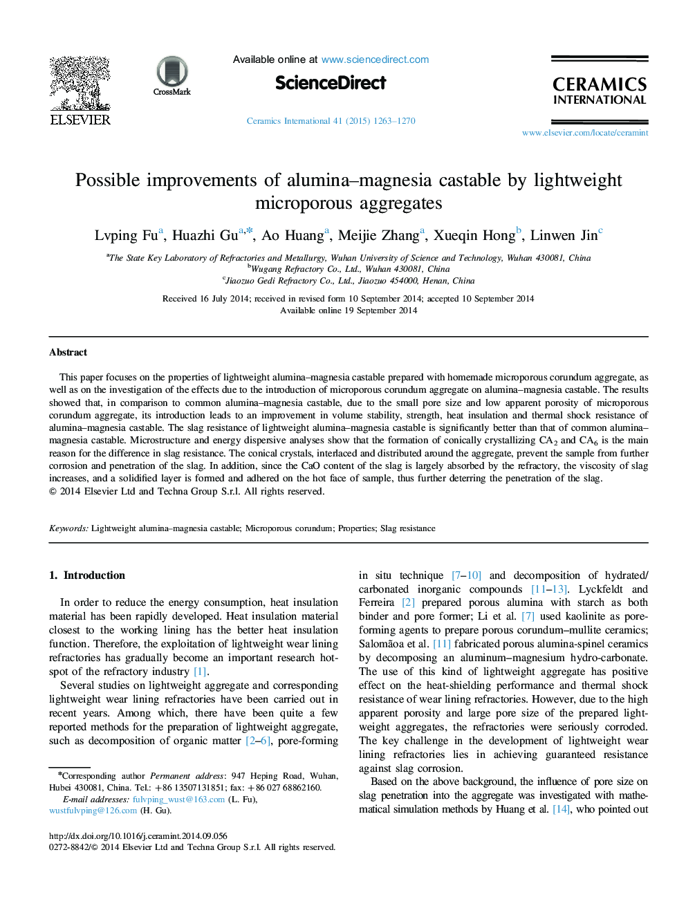 Possible improvements of alumina–magnesia castable by lightweight microporous aggregates