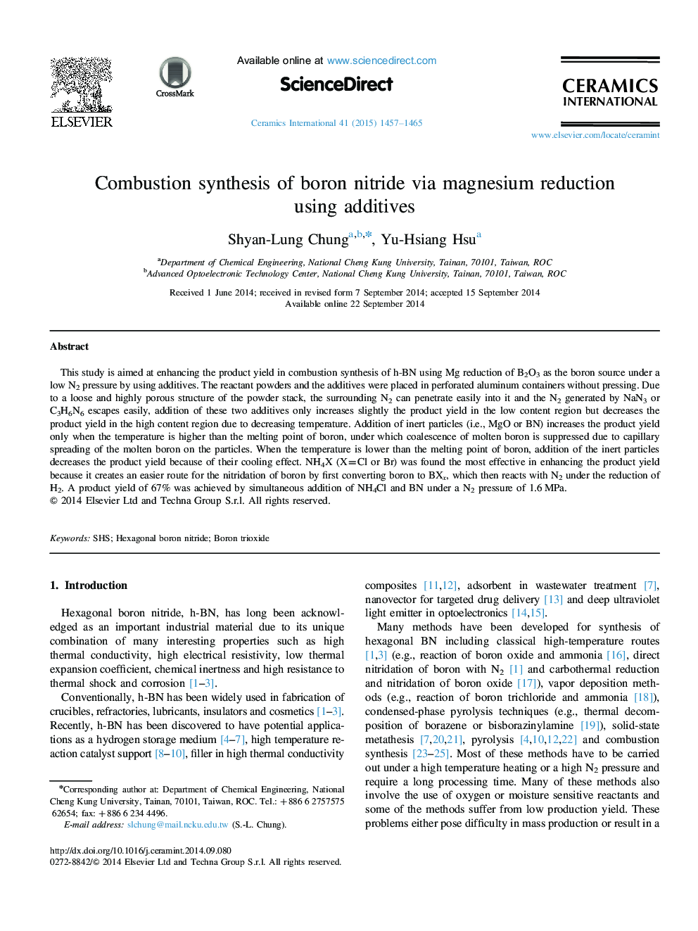 Combustion synthesis of boron nitride via magnesium reduction using additives