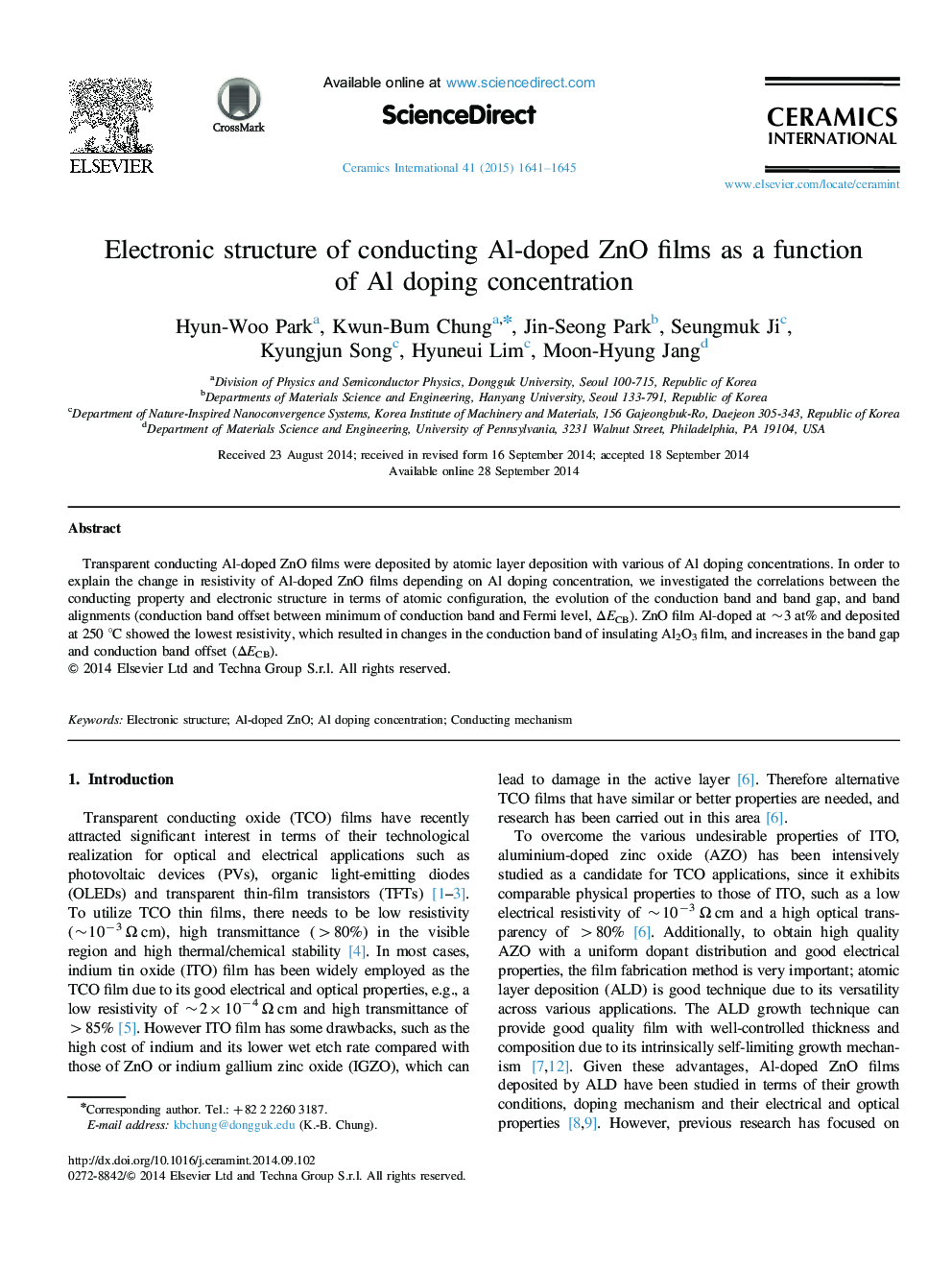 Electronic structure of conducting Al-doped ZnO films as a function of Al doping concentration