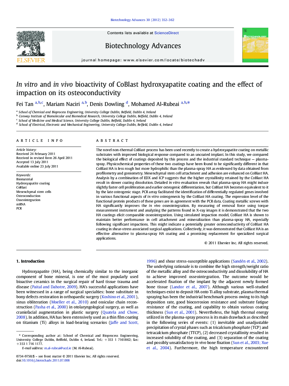 In vitro and in vivo bioactivity of CoBlast hydroxyapatite coating and the effect of impaction on its osteoconductivity