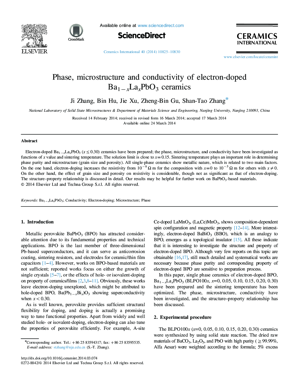 Phase, microstructure and conductivity of electron-doped Ba1−xLaxPbO3 ceramics