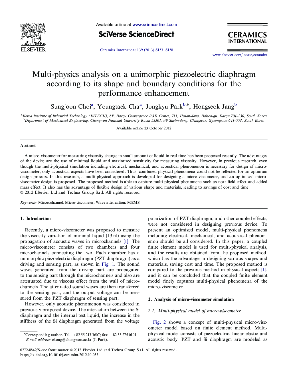 Multi-physics analysis on a unimorphic piezoelectric diaphragm according to its shape and boundary conditions for the performance enhancement