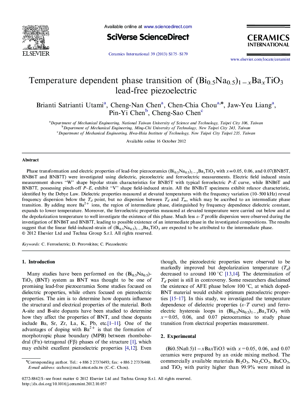 Temperature dependent phase transition of (Bi0.5Na0.5)1−xBaxTiO3 lead-free piezoelectric